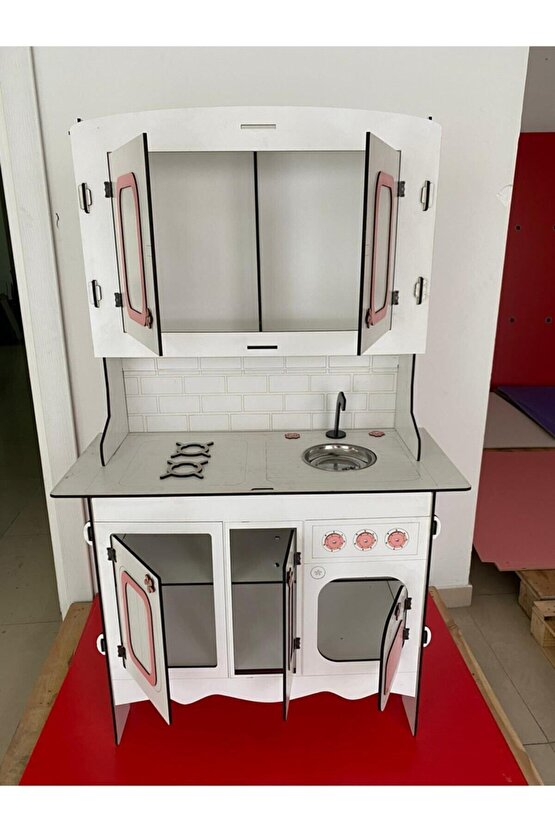 Büyük Boy Montessori Ahşap Oyuncak Mutfak 135x80