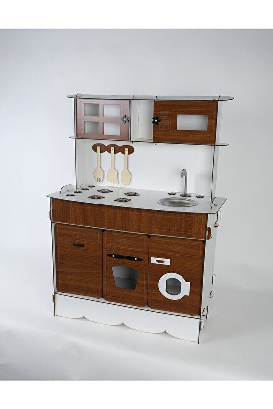 3 Kapaklı Ahşap Oyuncak Mutfak