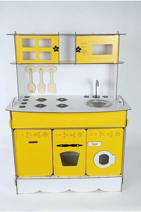 3 Kapaklı Ahşap Oyuncak Mutfak