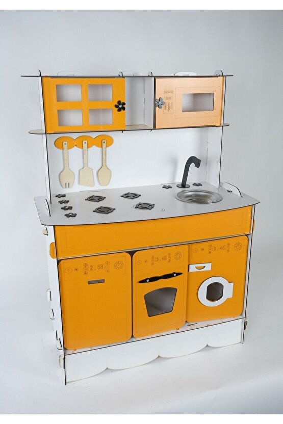 3 Kapaklı Ahşap Oyuncak Mutfak
