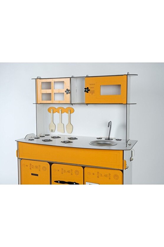 3 Kapaklı Ahşap Oyuncak Mutfak