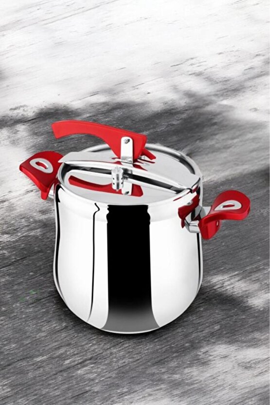 Rossel Premium Çelik Düdüklü Tencere Kırmızı Bakalit Kulp 6 Lt -3004