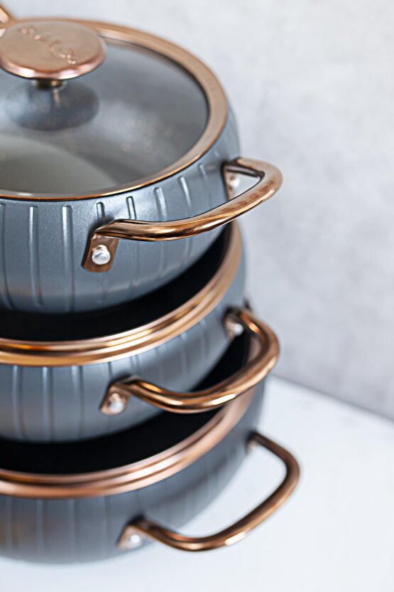 3529 Tencere Seti Granit Döküm Tencere Seti 9 Parça Tencere Seti