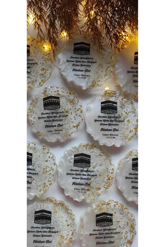 BİRGÜLCE Hac Umre Hediyelikleri 10 Adet Kabe Resimli Epoksi Magnet Hediyelik Hatıra