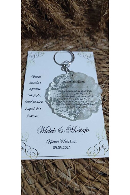 Epoksi Anahtarlık 10 Adet Nazar Ayetiayet-el Kürsi Baskı Detaylı Söz-nişan-nikah-mevlüt