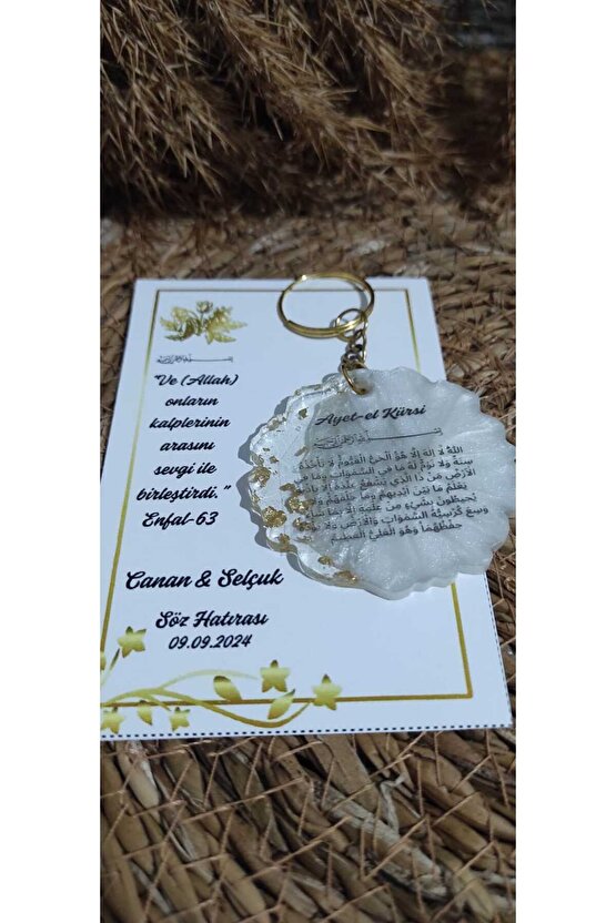 Nazar Ayetiayet-el Kürsi Baskılı Epoksi Anahtarlık Özel Tasarım Kartlı 8li-söz-nişan-nikah-kına