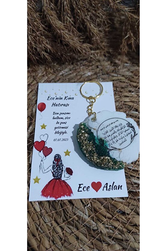 Kına Gecesi Hediyelik Epoksi 8 Adet Nazar Ayeti Baskılı Anahtarlık-söz-nişan-nikah Hatırası