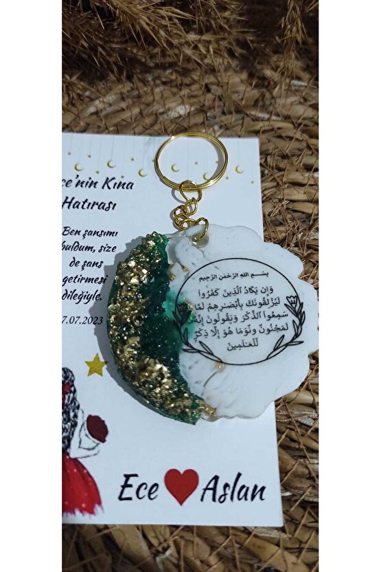 Kına Gecesi Hediyelik Epoksi 8 Adet Nazar Ayeti Baskılı Anahtarlık-söz-nişan-nikah Hatırası