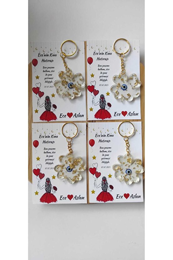 Kına Gecesi Hediyelik Epoksi 8 Adet Nazar Ayeti Baskılı Anahtarlık-söz-nişan-nikah Hatırası