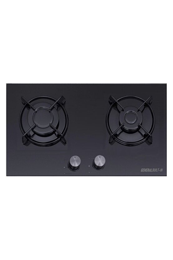 2li Siyah Cam Ankastre Ve Set Üstü Tüplü Geniş Ocak Caravan Uygun