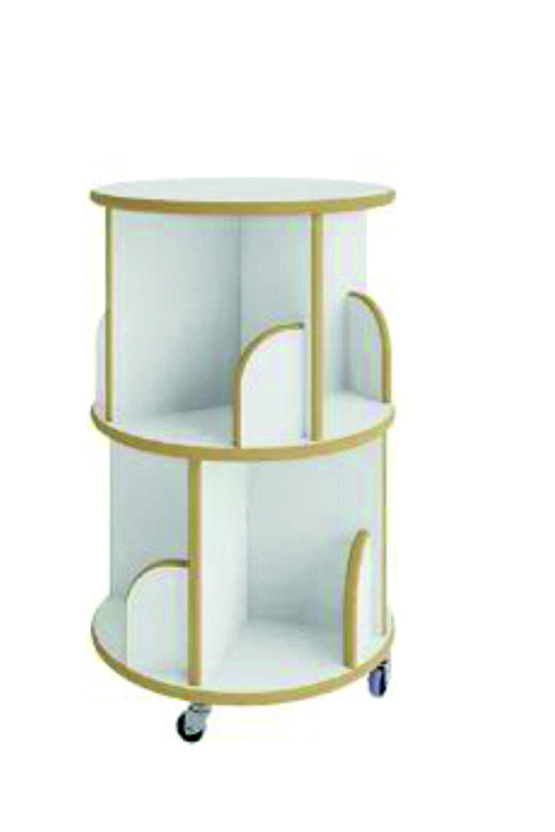 360° Mdflam Dekoratif 2 Katlı Döner Kitaplık - Beyaz- 71x45 Cm