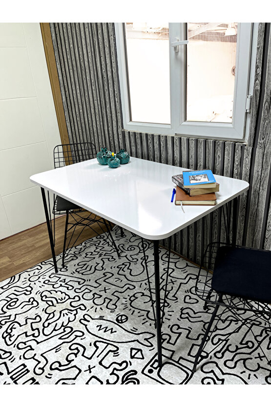 Siyah Metal Ayaklı 60x90beyaz Mutfak-balkon-çalışma Masası