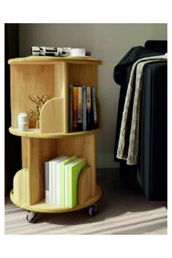 tekerlekli Mdflam Dekoratif 2 Katlı Döner Kitaplık - Beyaz- 71x45 Cm MEŞE