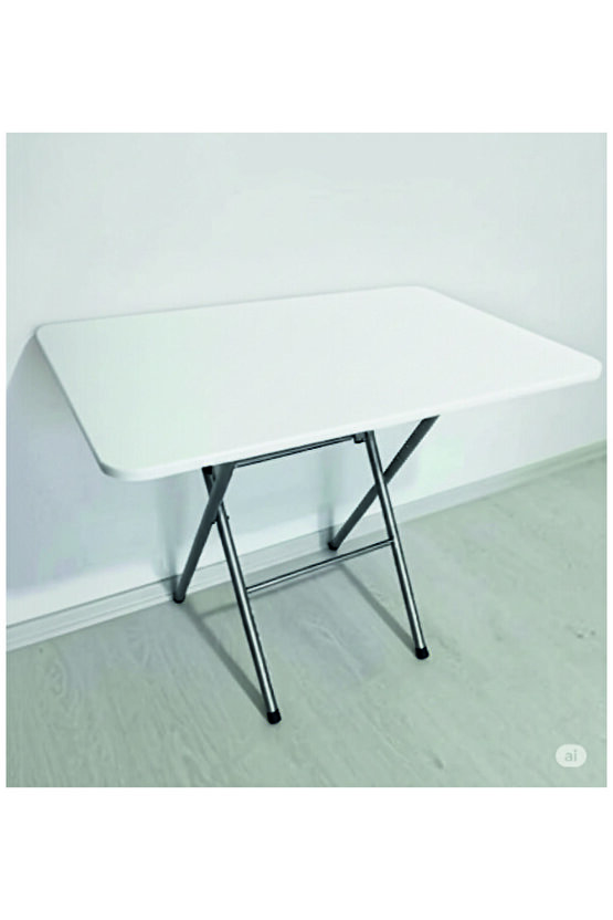 Katlanabilir BEYAZ Mutfak Masası 60x90 Yemek Masası Balkon Masası-çalışma masası BEYAZ