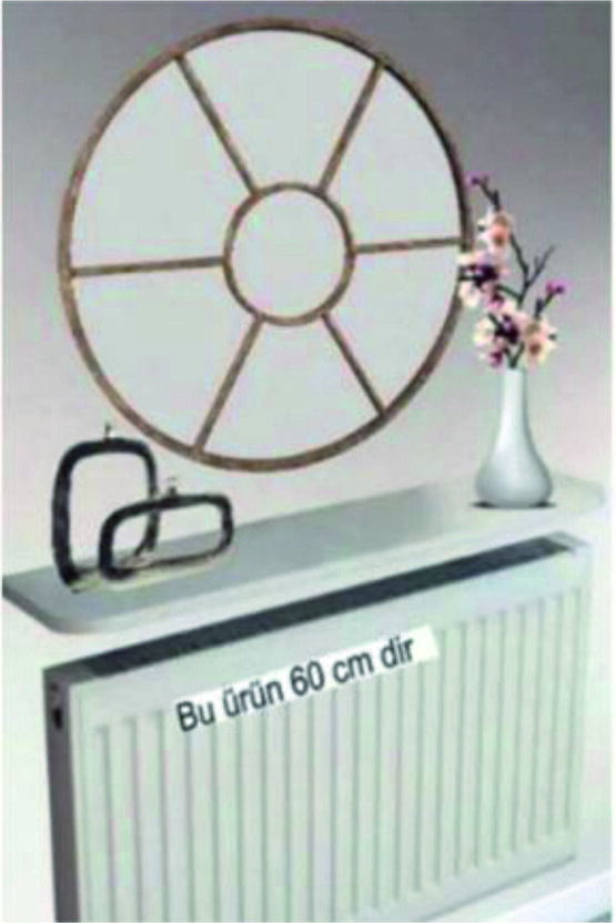 4 KÖŞE OVAL BEYAZ Petek Üstü Raf Dresuar Duvara Montajsız Kalorifer Peteği Üstü Raf 60x18cm