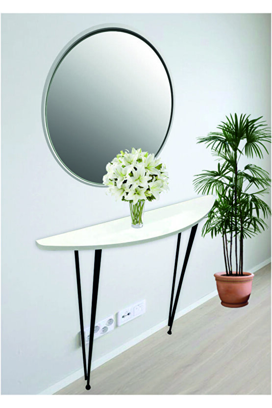 Yarım Ay Oval Kenar Dresuar Beyaz 100cm Siyah AYAK