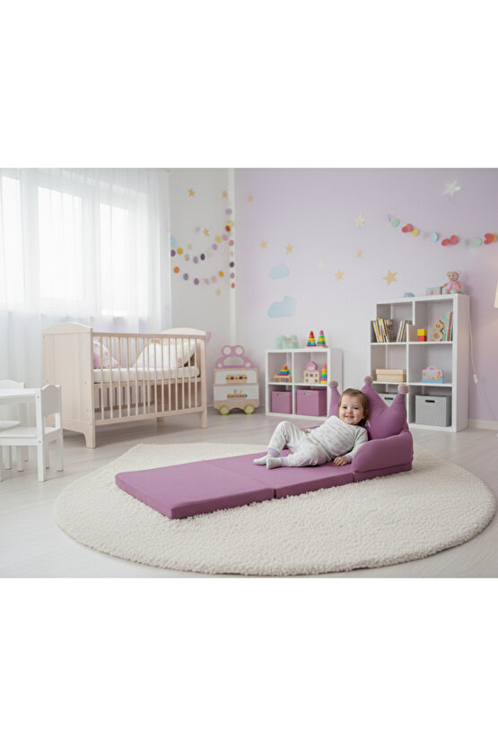 Pembe oyun halısı katlanabilir koltuk yatak