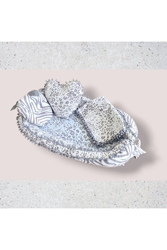 %100 Pamuklu ponponlu Babynest Anne Yanı Bebek Yatağı