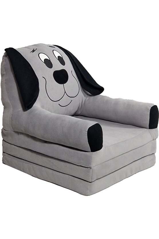 3 Minderli Katlanabilir Bebek-çocuk Koltuğu Sandalye Portatif Yatak Puf Sofa Kumaş Köpek Figürlü