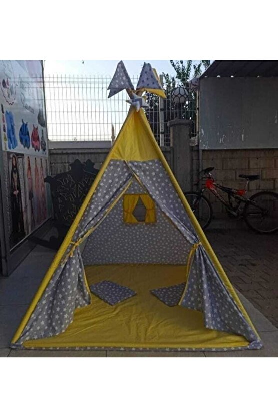 Büyük Boy Kızılderili Oyun Çadırı Sarı-gri