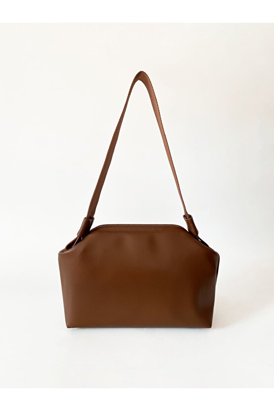 Heybes Kadın Kahverengi Vegan Deri Çıkarılabilir Saplı Omuz ve El Çantası