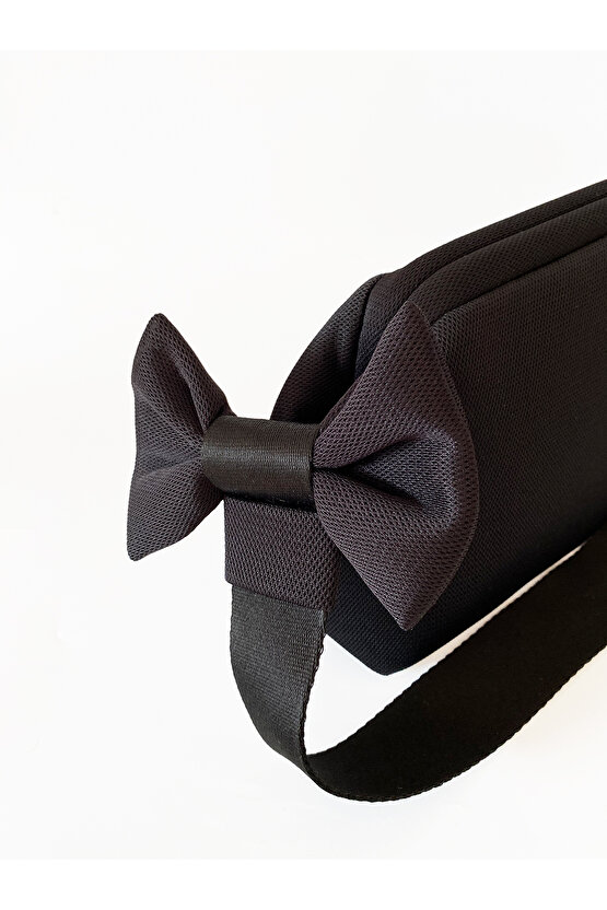 Kadın Siyah Fiyonk Detaylı Çıkarılabilir Saplı Omuz ve El Çantası