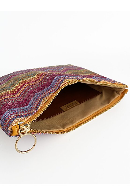 Kadın Renkli Çizgili Portföy El Çantası