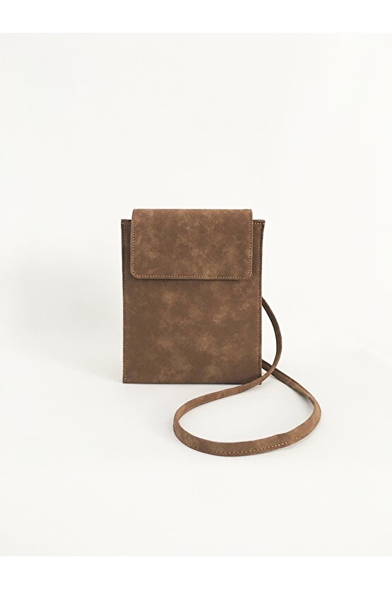 Kadın Süet Kapaklı Telefon Omuz Çantası