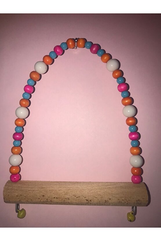 Papağan Kuşu Için Büyük Boy Boncuklu Zilli Salıncak