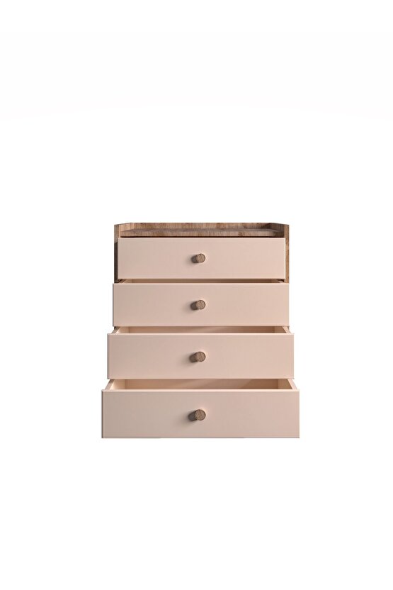 İda 4 Çekmeceli Şifonyer Meşe-Vizon Bej