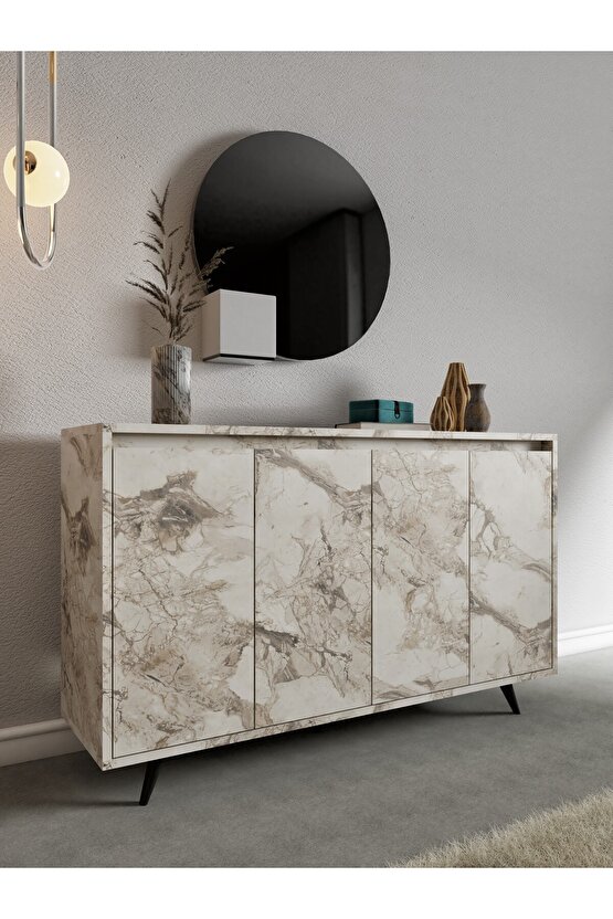 Shans Konsol, Kahve Köşesi, Çok Amaçlı Dolap Efes Mermer Desen