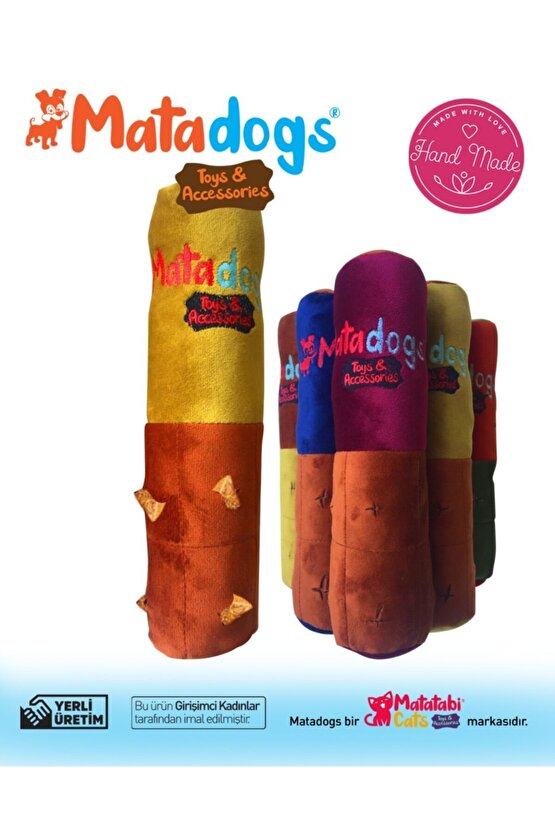 Mata Dogs Rull Sesli, Peluş Nakışlı Köpek Oyuncağı, Köpek Zeka Geliştirici 22 Cm