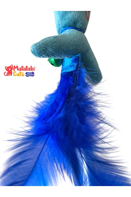 Jr.fish Sesli, Tüylü Peluş Kedi Oltası 50 Cm Kedi Oyuncağı(KEDİ NANESİOTU İÇERMEZ)al.saplı