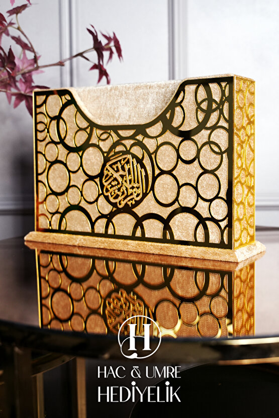 Ahşap Kutulu Kadife Kaplama Kuranı Kerim | Hediyelik Lüks Kuranı Kerim