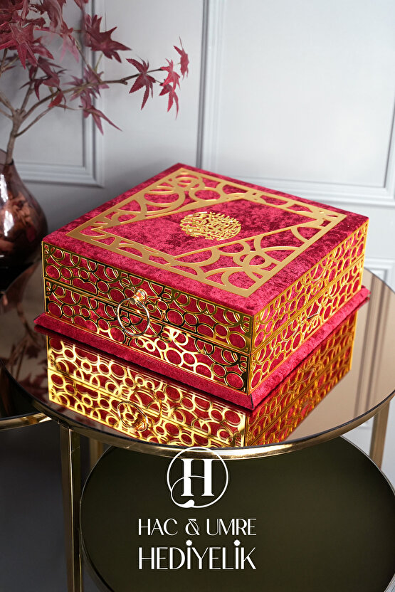 Çeyiz Seti | Hediyelik Kadife Kuran, Lüks Seccade, İnci Tesbih, Süslü Zikirmatik Set | Dini Hediye