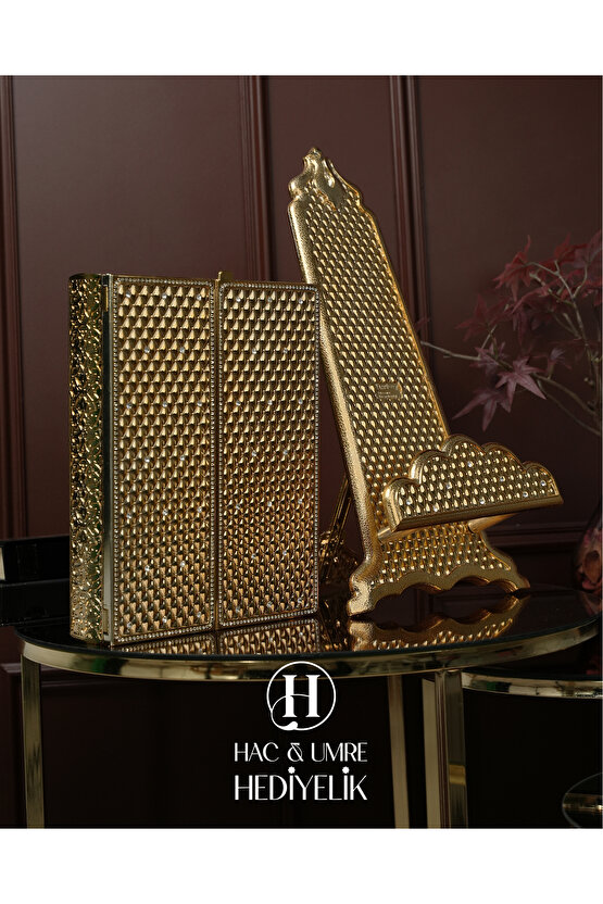 Kuran Kabı ve Kuranı Kerim | Lüks Kuran Saklama Kabı | Ayaklı Çift Kapaklı Kutulu Hediyelik Kuran