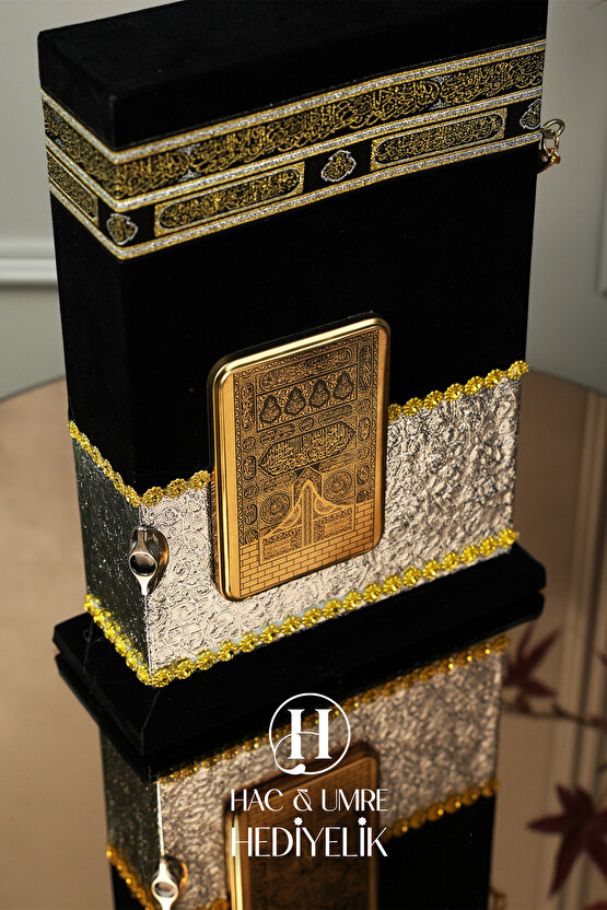Gümüş Kabe Muhafazalı Kur’an-ı Kerim | Lüks Kabe Desenli Kutulu Kur’an Seti | Hediyelik Kuran Seti