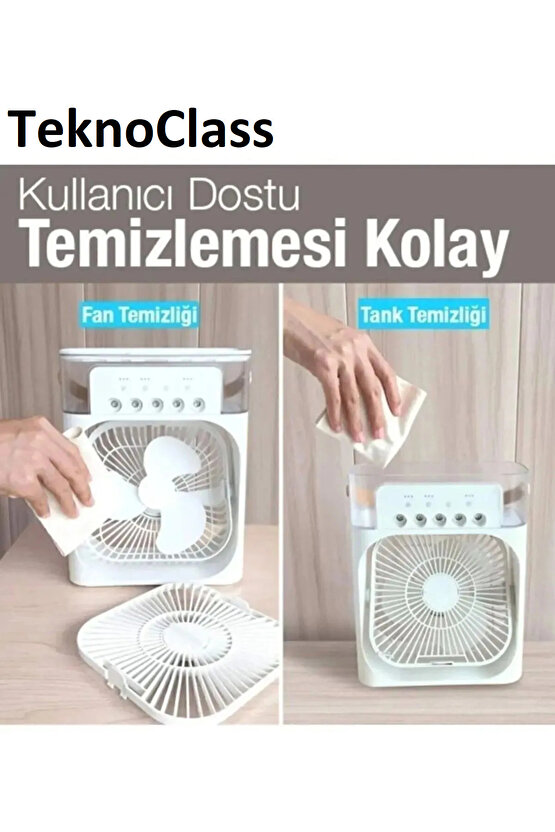 Taşınabilir Ev Ofis Hava Vantilatörü Nemlendirici Fan Ve Buhar Makinesi Rgb Işıklı