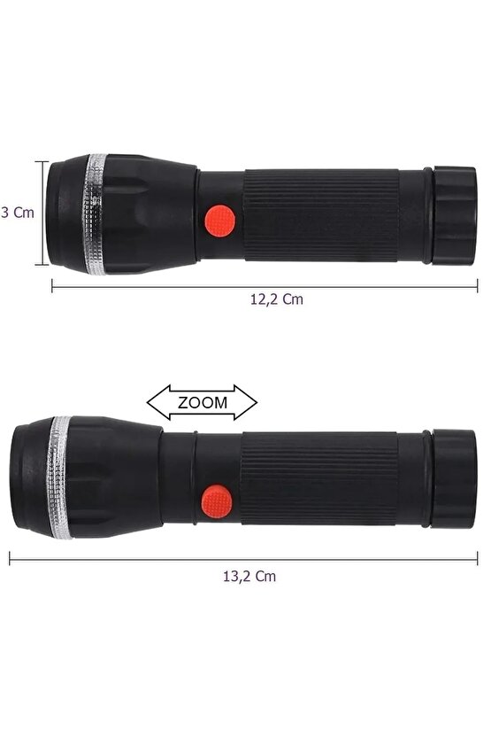 Küçük Boy Güçlü El Feneri Pilli Zoom Özellikli El Ve Kamp Feneri