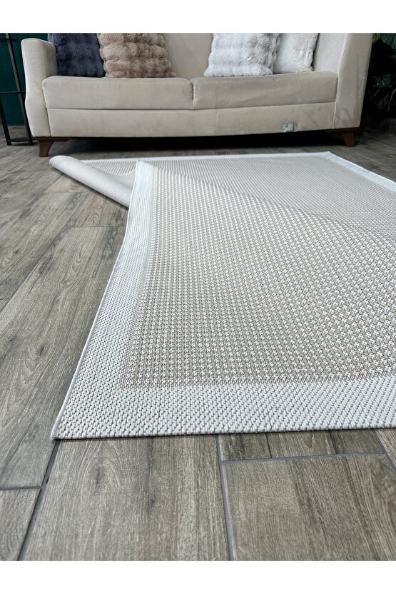 Kolay Temizlenen Yıkanabilir Kaymaz Dokuma Taban Bordürlü Sisal Halı