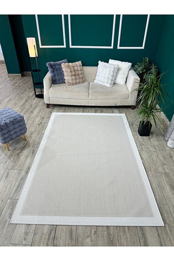 Kolay Temizlenen Yıkanabilir Kaymaz Dokuma Taban Bordürlü Sisal Halı