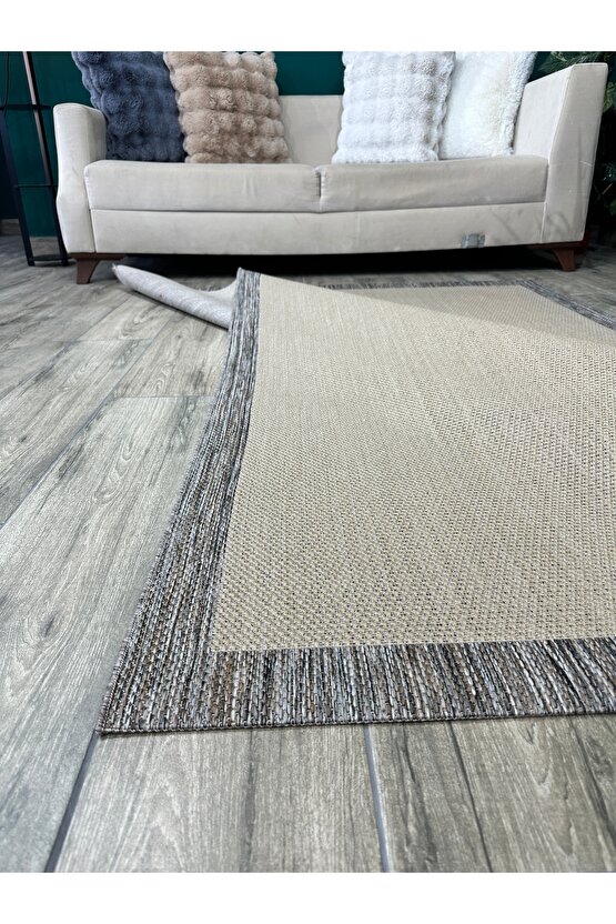 Kolay Temizlenen Yıkanabilir Kaymaz Dokuma Taban Bordürlü Sisal Halı