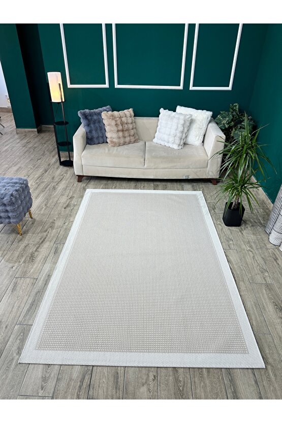 Kolay Temizlenen Yıkanabilir Kaymaz Dokuma Taban Bordürlü Sisal Halı