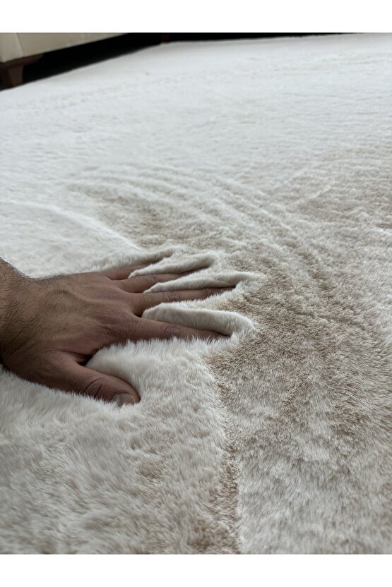 Modern Tavşan Tüyü Yumuşacık Tüy Dökmez Peluş Halı Taş