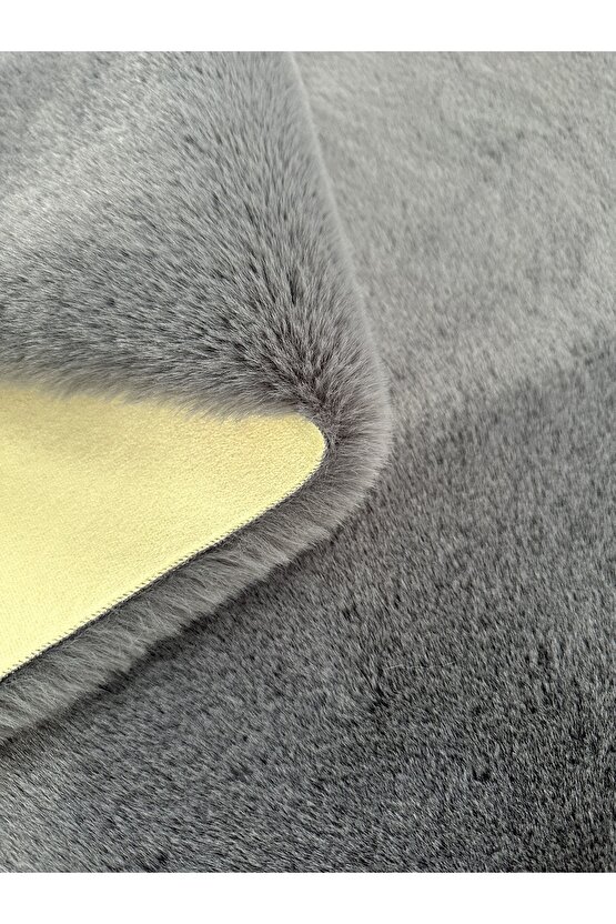 Modern Tavşan Tüyü Yumuşacık Tüy Dökmez Peluş Halı Antrasit