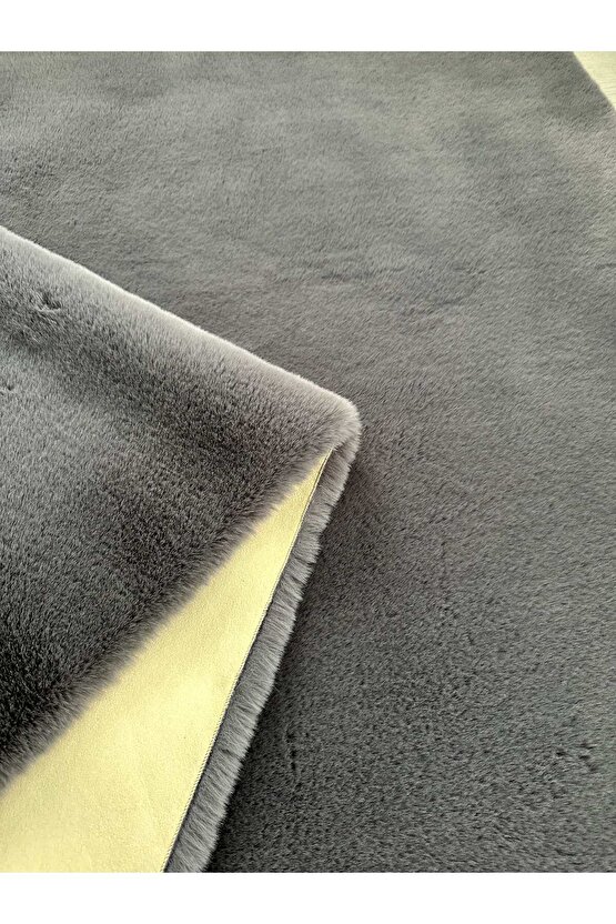 Modern Tavşan Tüyü Yumuşacık Tüy Dökmez Peluş Halı Antrasit