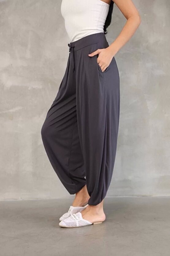 Osy Modal Yumuşak Dokulu Kumaş Şalvar Pantalon - Antrasit