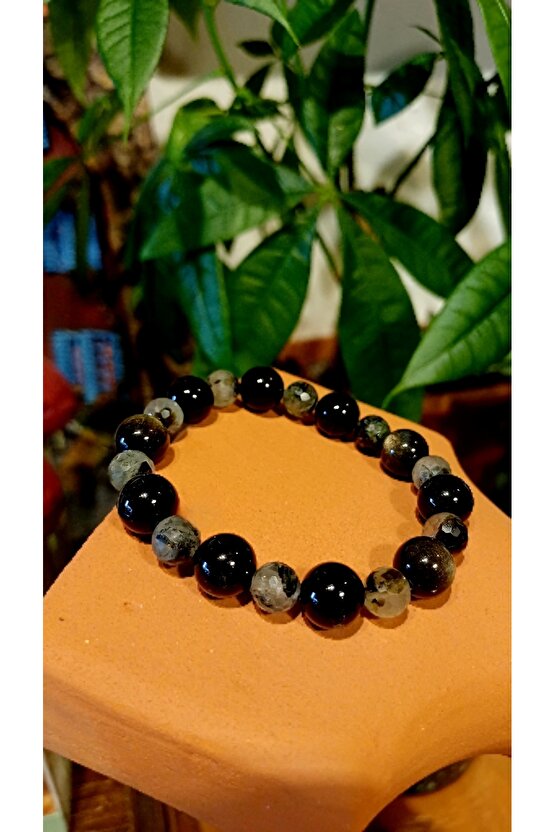 Doğal Taş Obsidyen Spektirn Bileklik 8mm Cem kalite