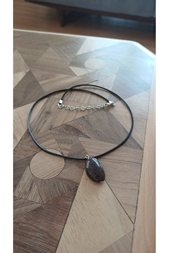 Doğal Tas Kolye Celik Zincir Sitrin Ametist Akik Turmalin