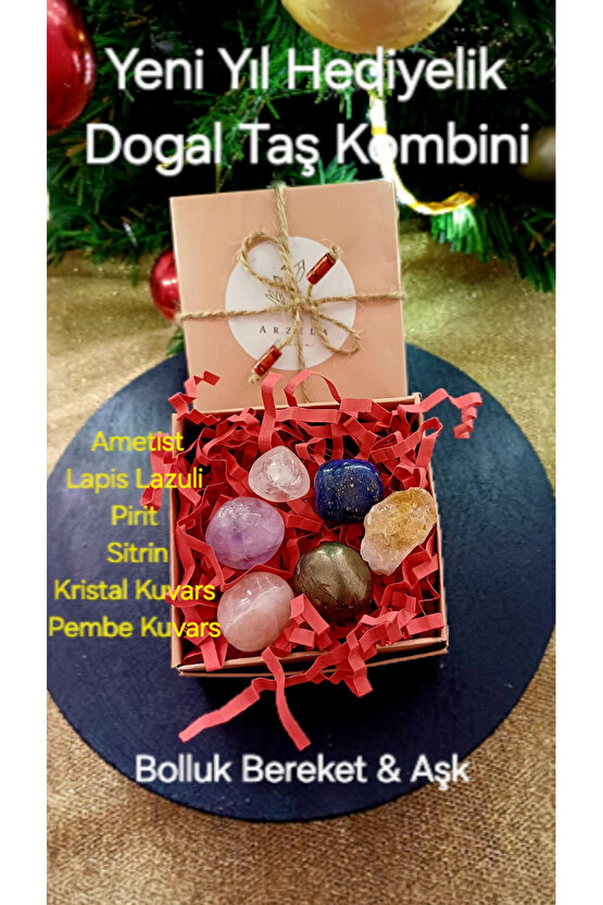 Doğal Tas Yeni Yil Hediyesi Bolluk Bereket Ask Kombini 6 lı